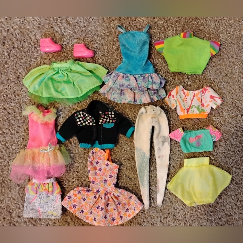 Vintage 1980's Barbie neon clothes lot